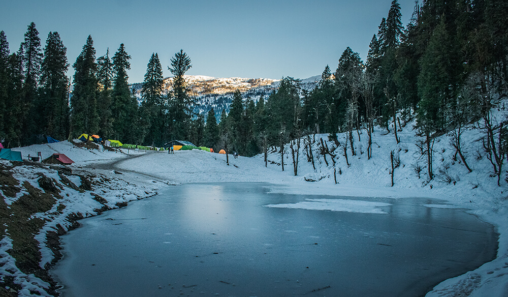 Camping Near frozen lake Image